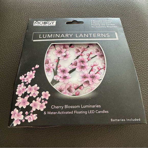 Modgy Luminary Lanterns 4ct Reusable, Unbreakable Cherry Blossom‎ New in Box - Picture 1 of 4